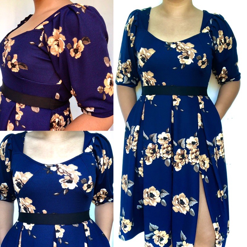 Navy blue and hotsell gold dress plus size