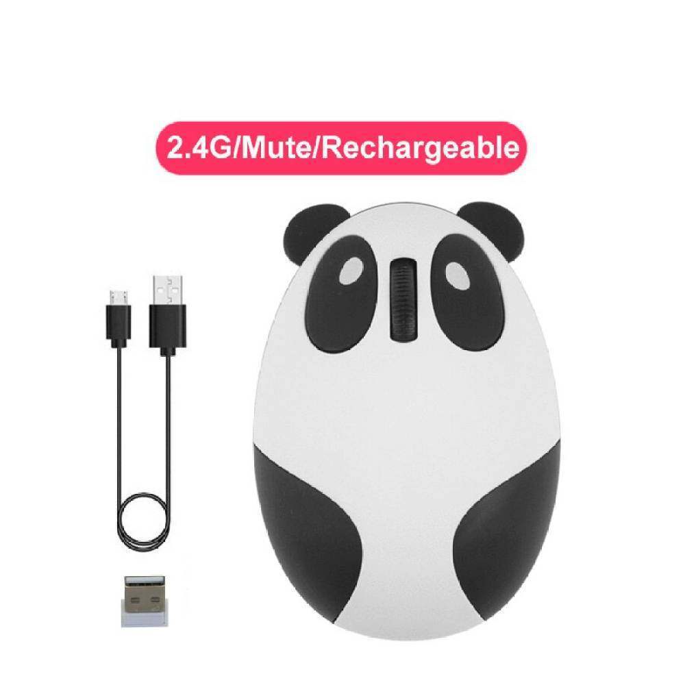 Wireless 2.4G Panda Mute Mouse Rechargeable Cartoon Mini Cute Pink ...