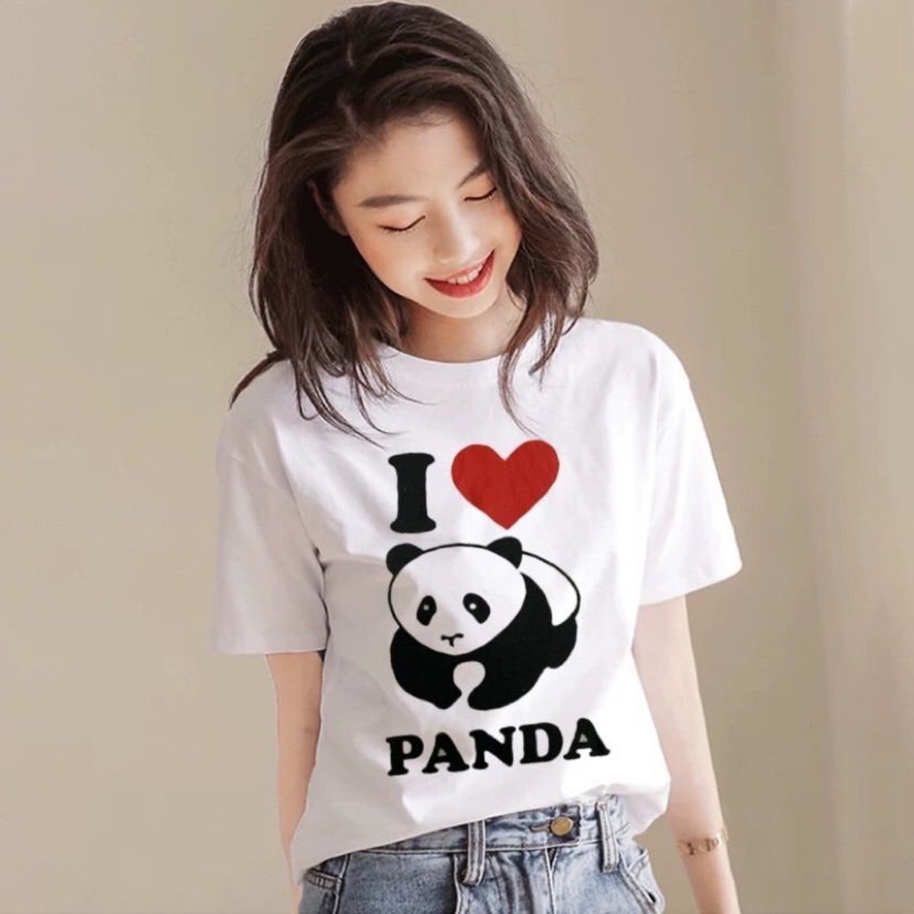 R i love panda white round neck t shirt for women Shopee