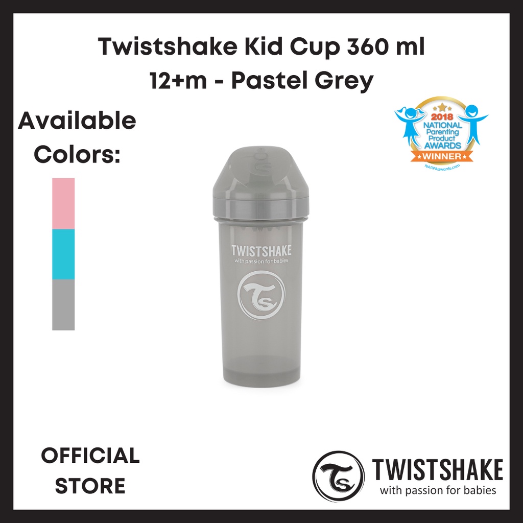 Twistshake Kid Cup Pastel Grey 360ml | Spill-Proof Toddler Cup 12+ Months | BPA Free - View #7