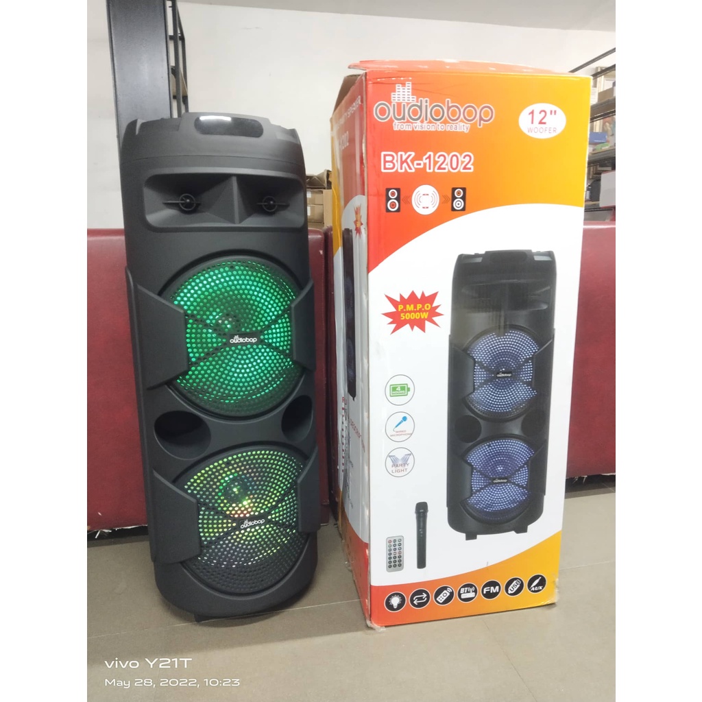 BK-1202 24INCH PORTABLE DUAL PARTY SPEAKER 5000W HIFI SUBWOOFER KARAOKE ...