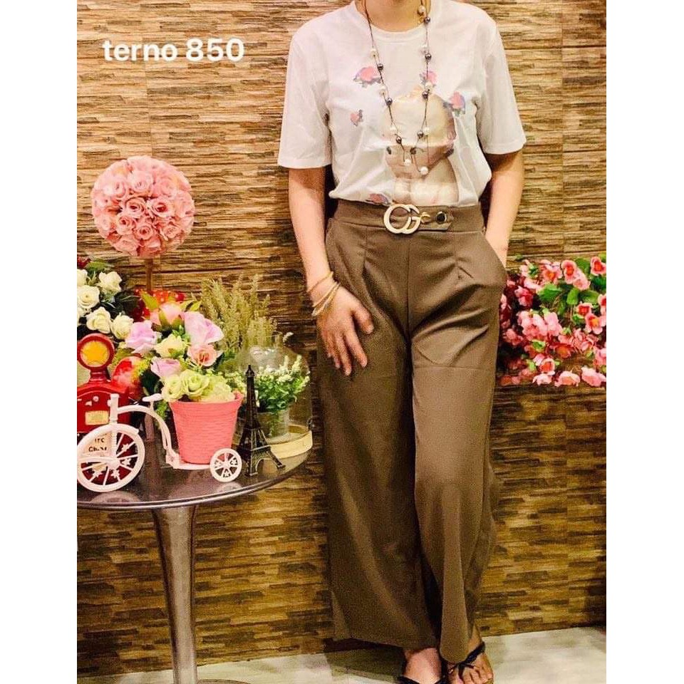 Dairy outfit sexy terno pants(stripe top+white pants)formal