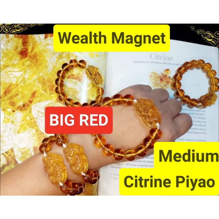 Golden Citrine Piyao Bracelet Lucky Charm unisex Big Red Crystals Shopee Philippines