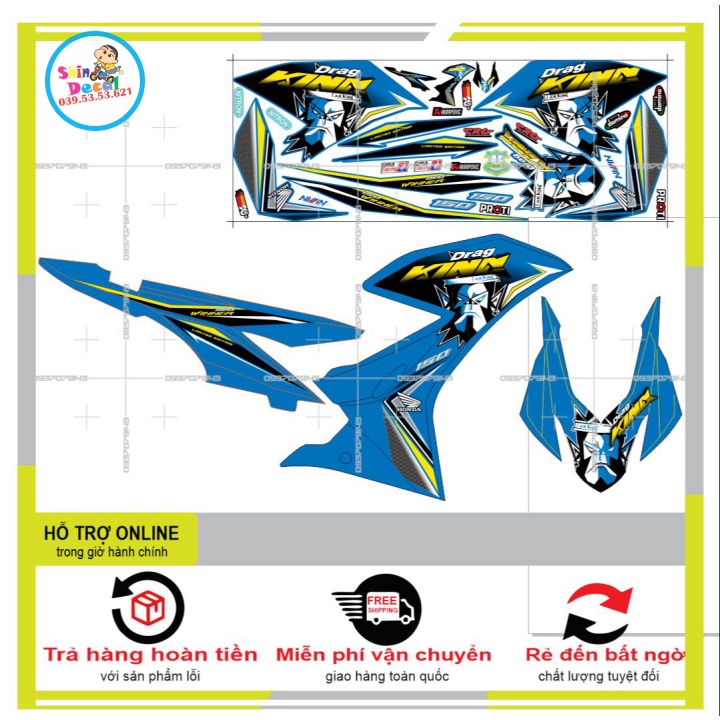 Winner X KING DRAG BLUE CAR STICKER -- SHIN DECAL 2 | Shopee Philippines