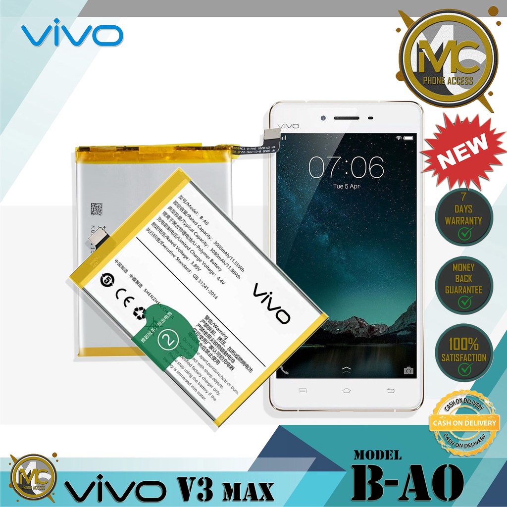 VIVO V3 Max Battery Original, Battery, Model BA0 (3900mAh) Shopee