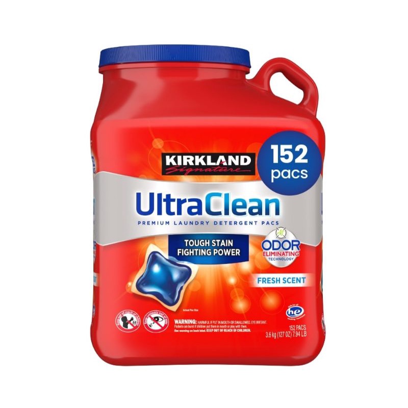 Kirkland Ultra Clean HE Laundry Detergent Pacs., 152 pacs Shopee
