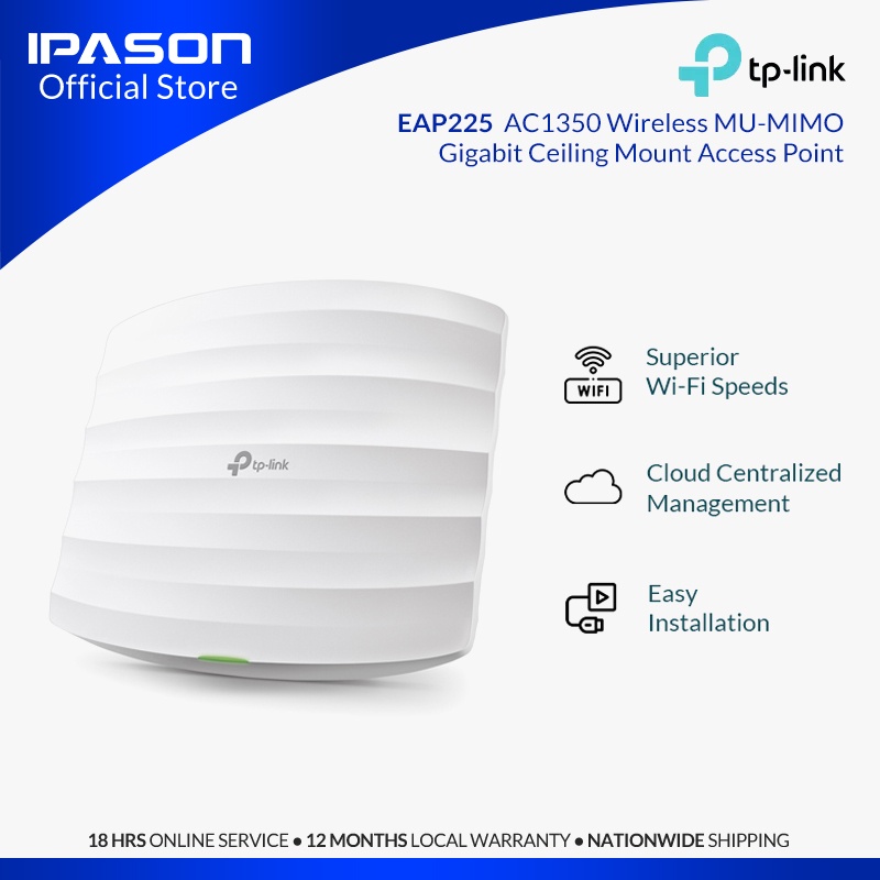 EAP225 TPLink AC1350 Wireless Dual Band Gigabit Ceiling Mount Access