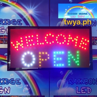 Large Bright Flashing LED OPEN WELCOME Shop Sign Neon Hang Display Window  Light