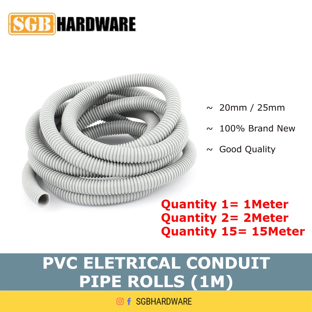 20mm(3/4") 25mm(1") Electrical Conduit Corrugated PVC Flexible Pipe