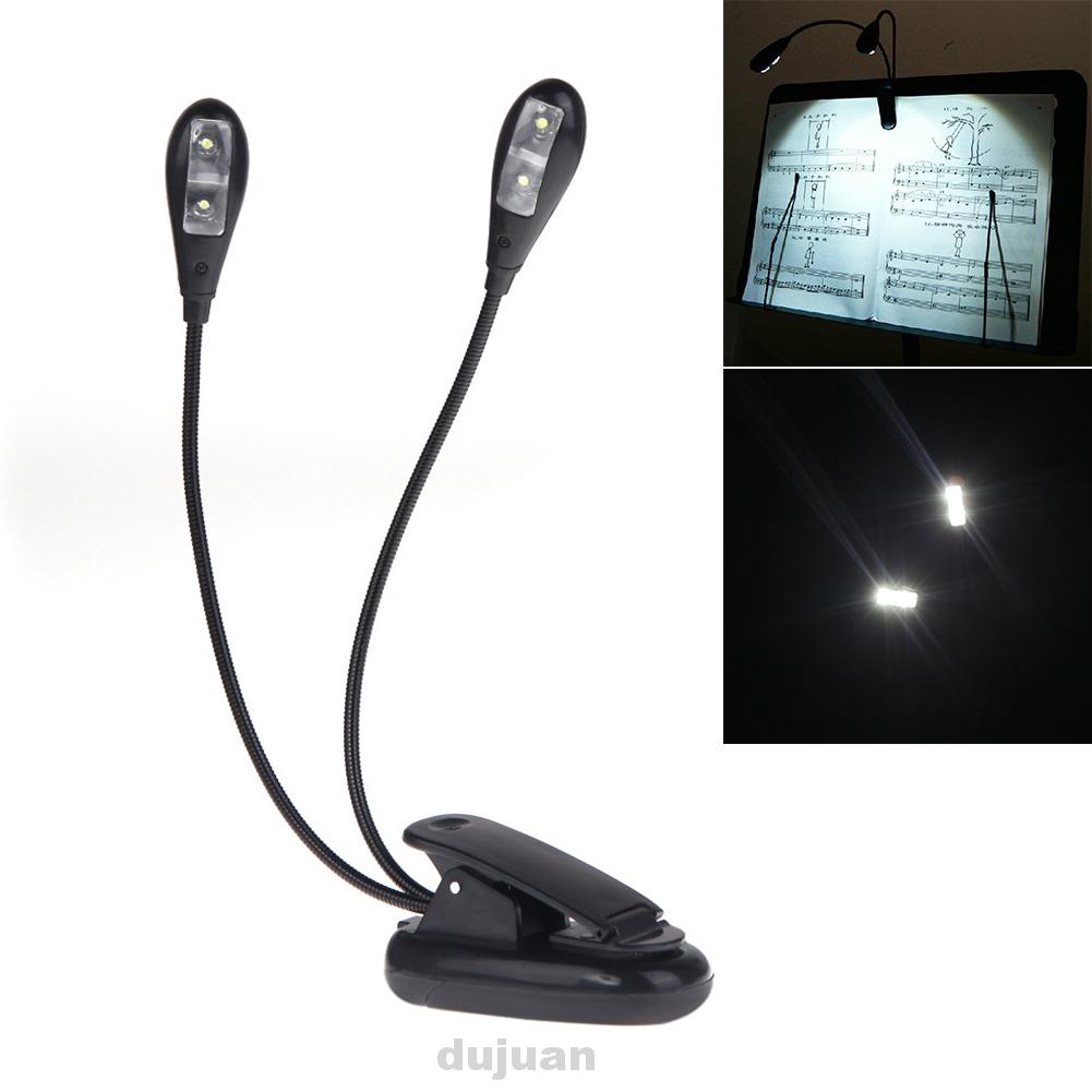 LED Rechargeable 2 Dual Arms 4 Flexible Book Music Stand Clip On Light