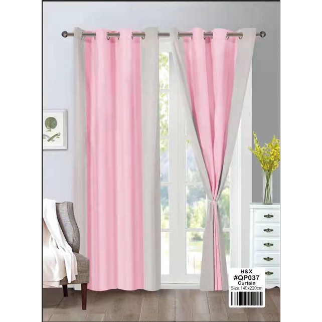 Pink White Curtain with Ring 2022 Curtains Sale Blockout Sheer Curtain
