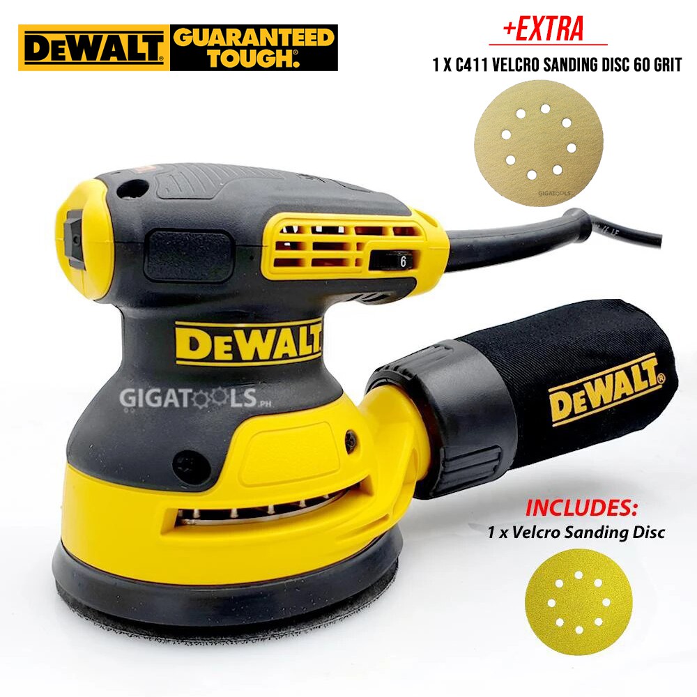 DeWalt DWE6423 125mm Random Orbit Sander (280W) with Bosch C411 Velcro
