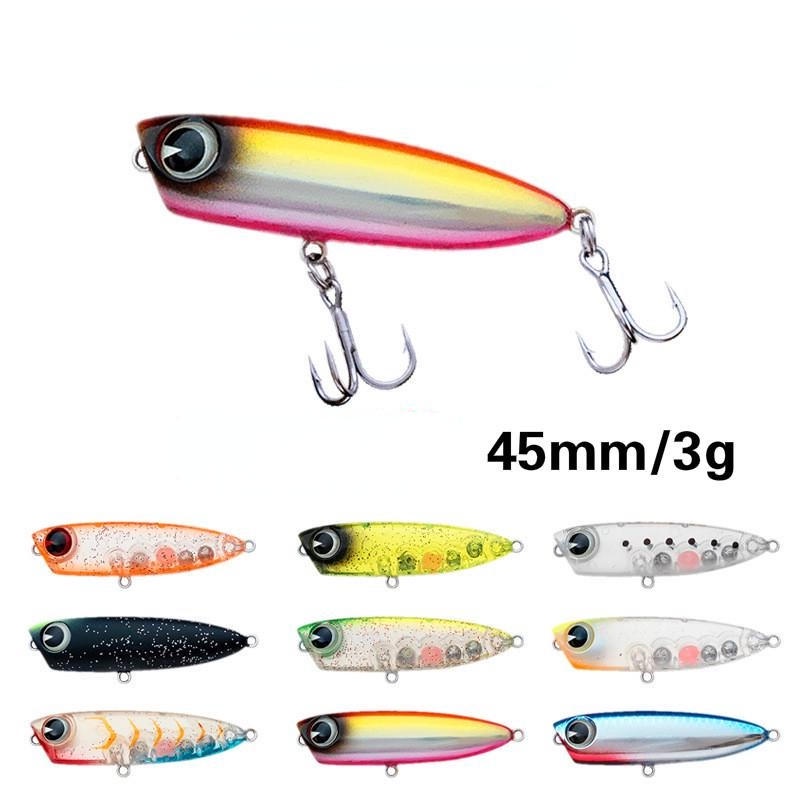 DUOYU Fishing Lure Topwater Mini Popper 3g 45mm Floating Pancel Fishing ...