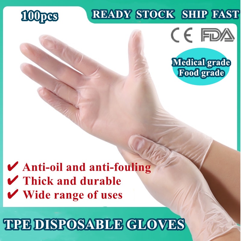 100pcs Disposable latex TPE Food Grade Gloves /kitchenware Cooking ...