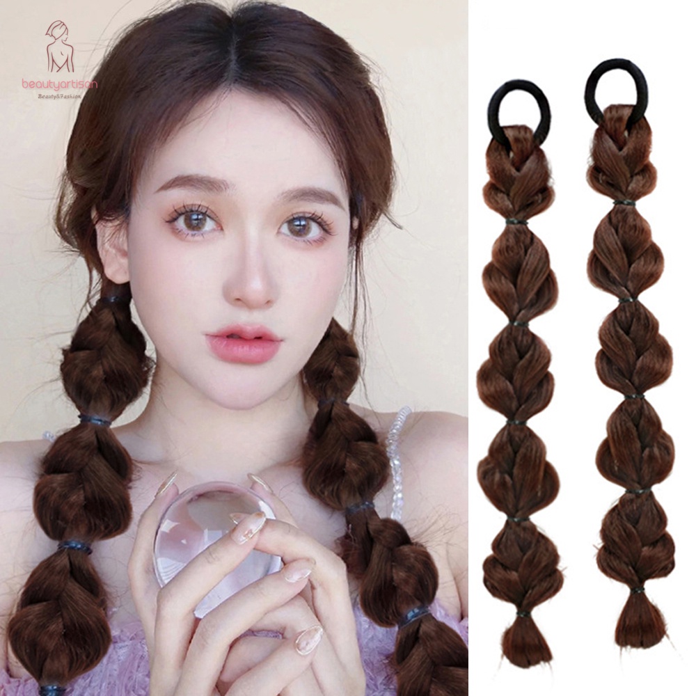 Bubble Twist Wig Woman Hair Side Lantern Braid with High Elastic Hair ...