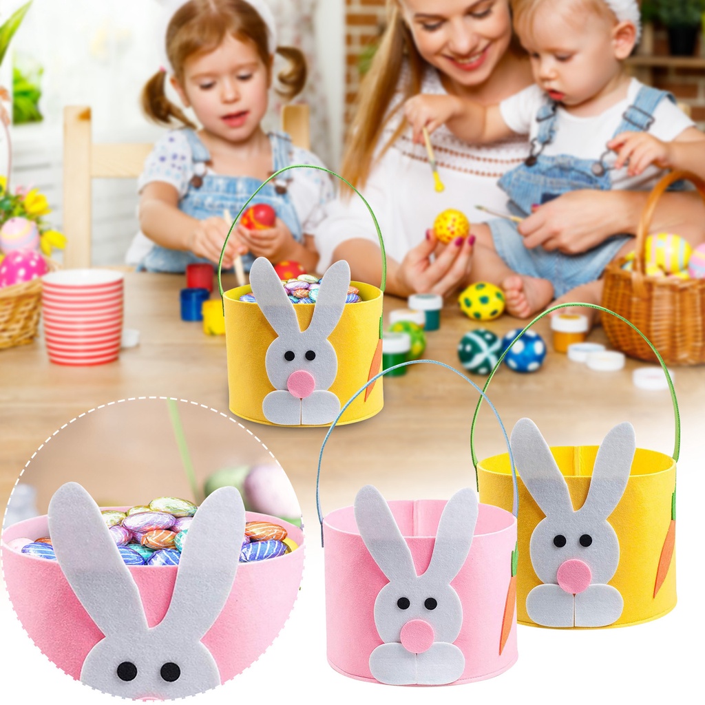 TRO_Easter Bunny Basket Eggs Bags For Kids Personalized Candy Basket ...