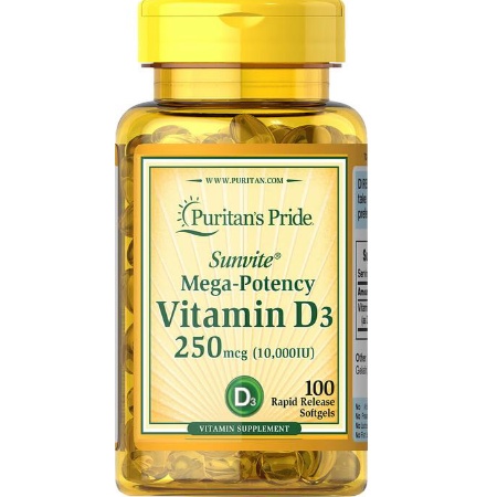 Puritan's Pride Vitamin D3 250mcg 10,000 IU 100 Softgels | Shopee ...