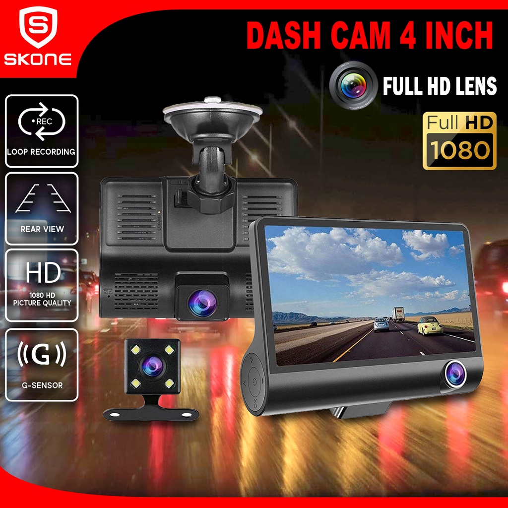 Dash Cam For Car Dashcam Camera Recorder 3 Lens 4 Inch FHD 1080p Car DVR SKONE Shopee Philippines