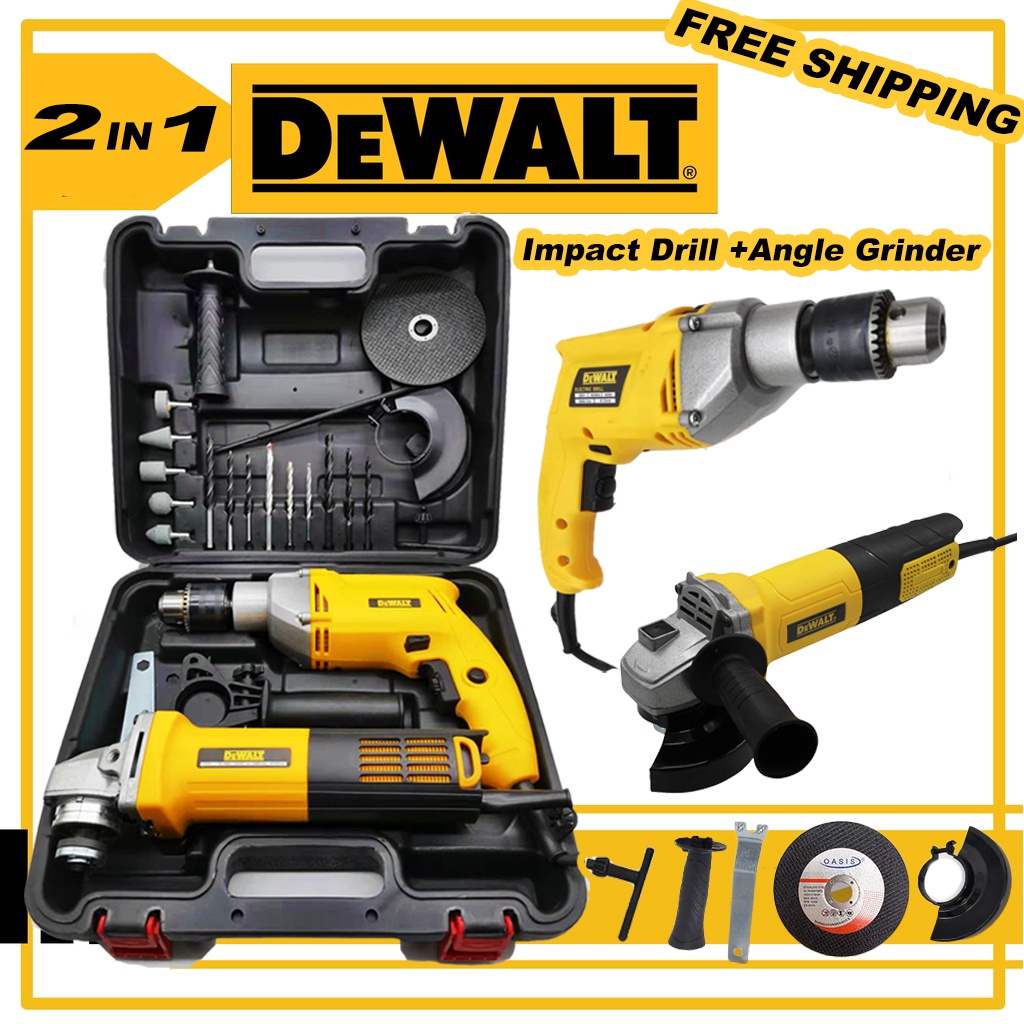 DeWALT 2 in 1 Combo Kits Angle Grinder and Drill Set FREE Disc