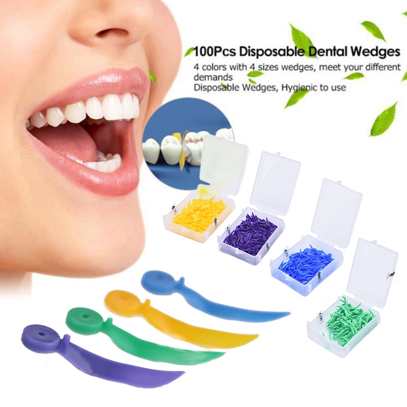 100pcs/box Dental Disposable Wedge with Hole All 4 Size Tooth Gap Wedge ...