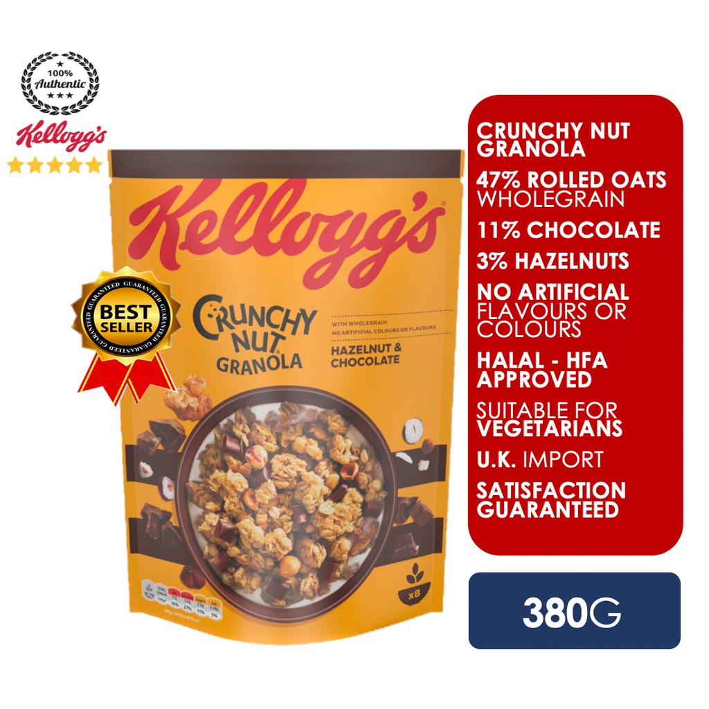 Kellogg’s Crunchy Nut Granola Hazelnut & Chocolate 380g Imported from