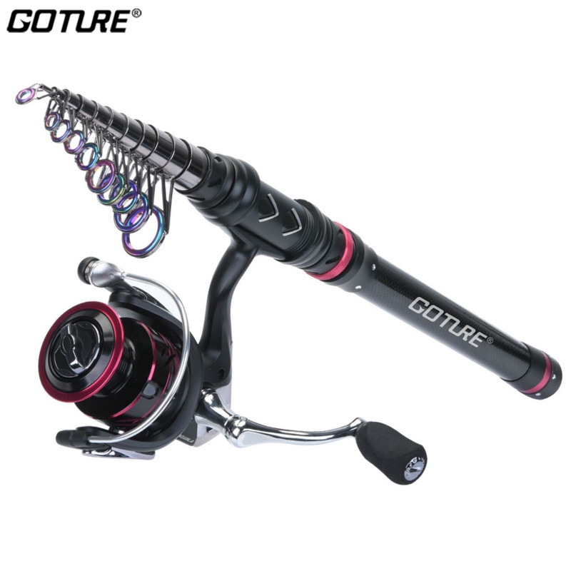 Goture Fishing Rod Combo Telescopic Rod Carbon Spinning Reel Sea