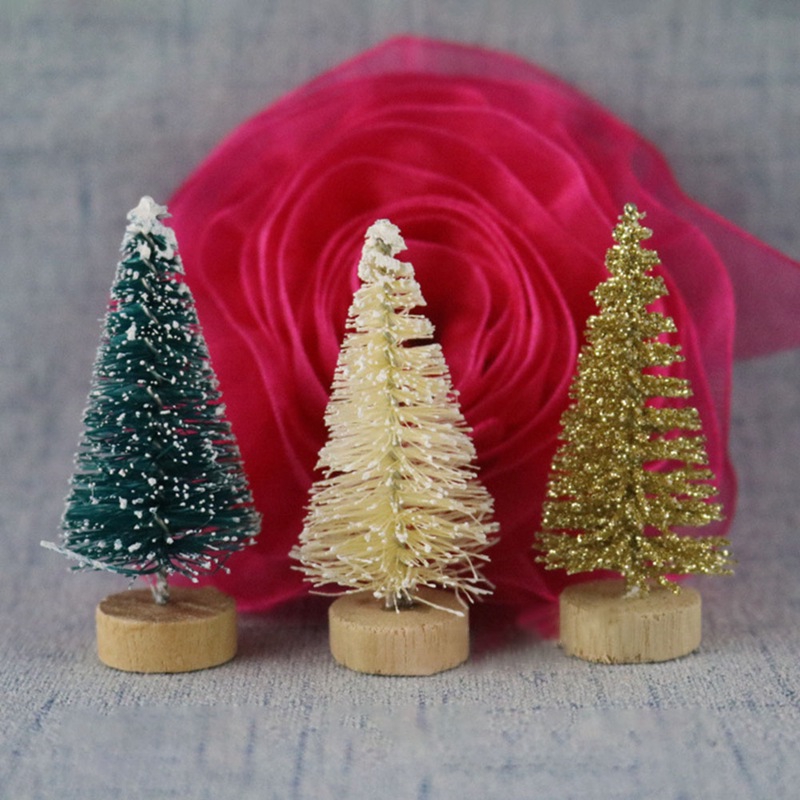 Abandon Small Christmas Tree Fake Pine Tree Mini Sisal Bottle Brush