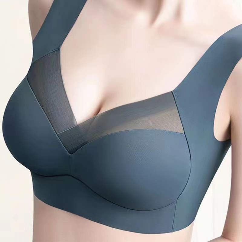Popular Seamless Large Size Without Steel Ring Bra Big Chest Small Push Up  Adjustable Breast Holding One-Piece Beauty Back Underwear