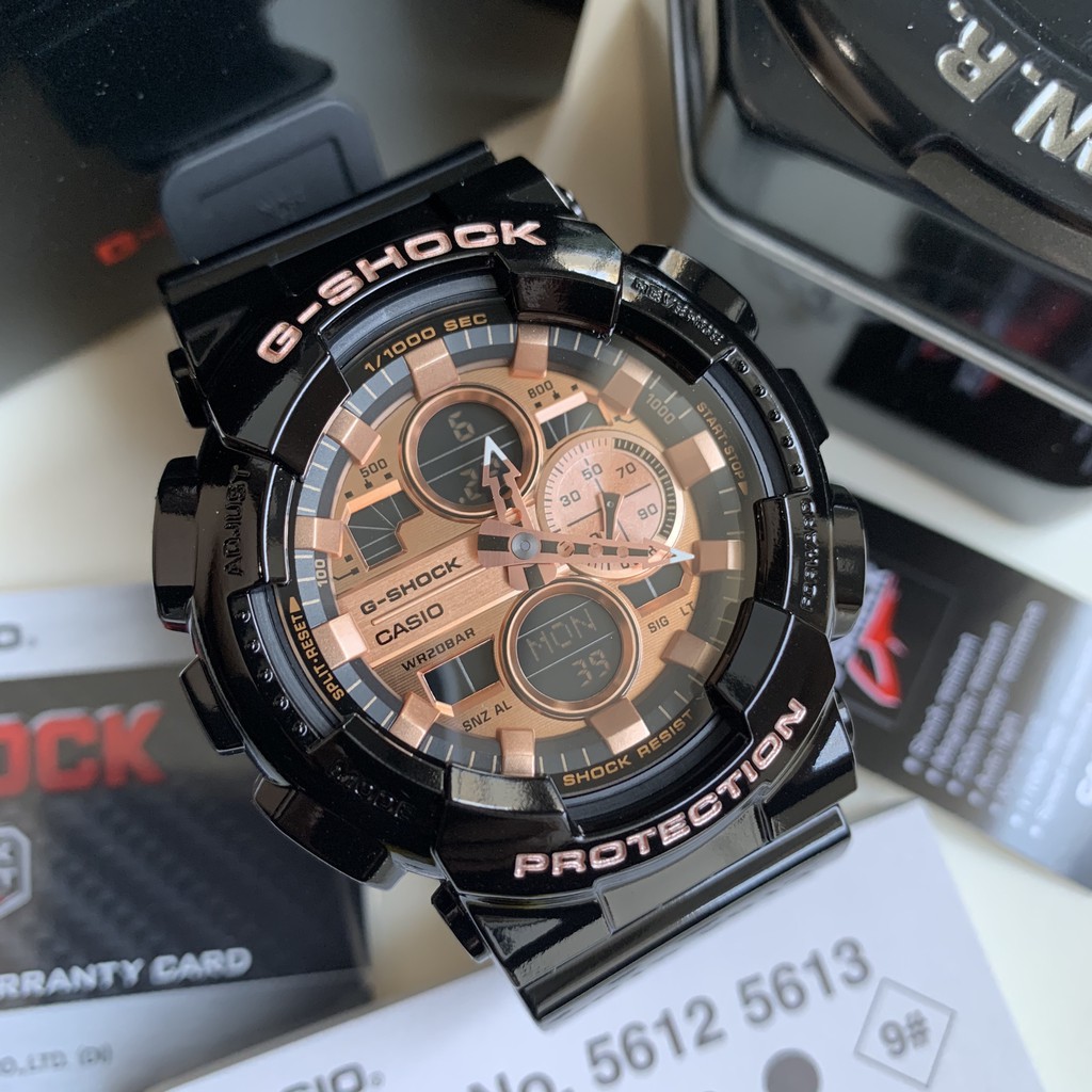 Casio G Shock GA140GB 1A2 Rose Gold Dial Glossy Black Resin Watch For Men Shopee Philippines