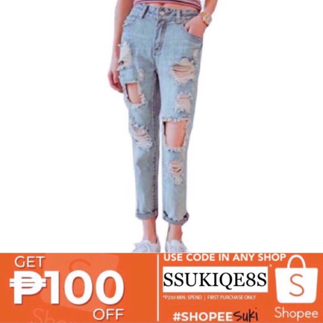 Ripped jeans hot sale shopee