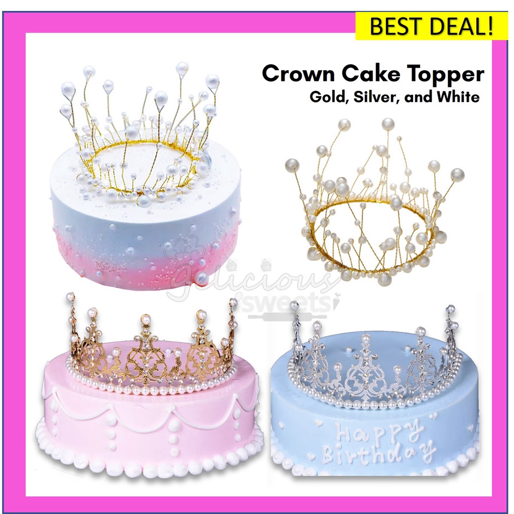 Crown Cake Topper Princess Queen Birthday Wedding Baking Decoration ...