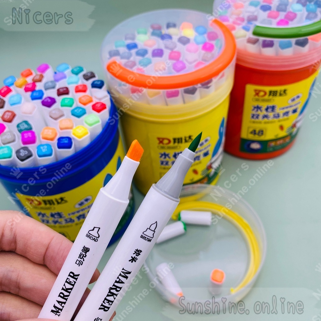 60748colors Dual Head Art Markers Brush Broad Head Sketch Water Based