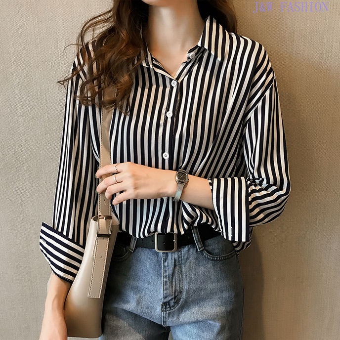 Korean striped shirt outfit best sale