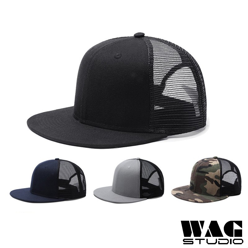 WAG Hat Ready Stock Plain Trucker Hat Flat Brim Snapback Caps