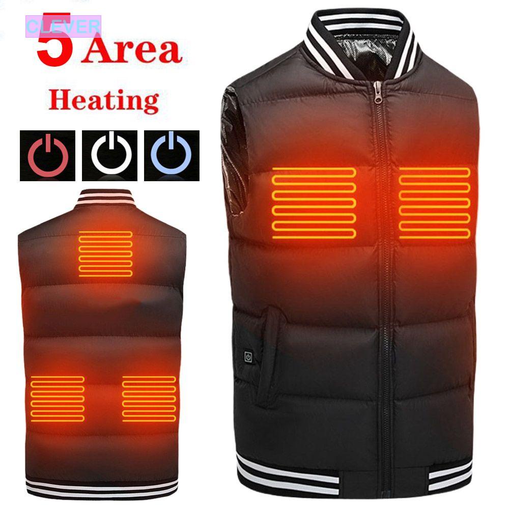 CLEVER 5 Places Heated Vest Outdoor Thermal Clothing Winter Heating ...