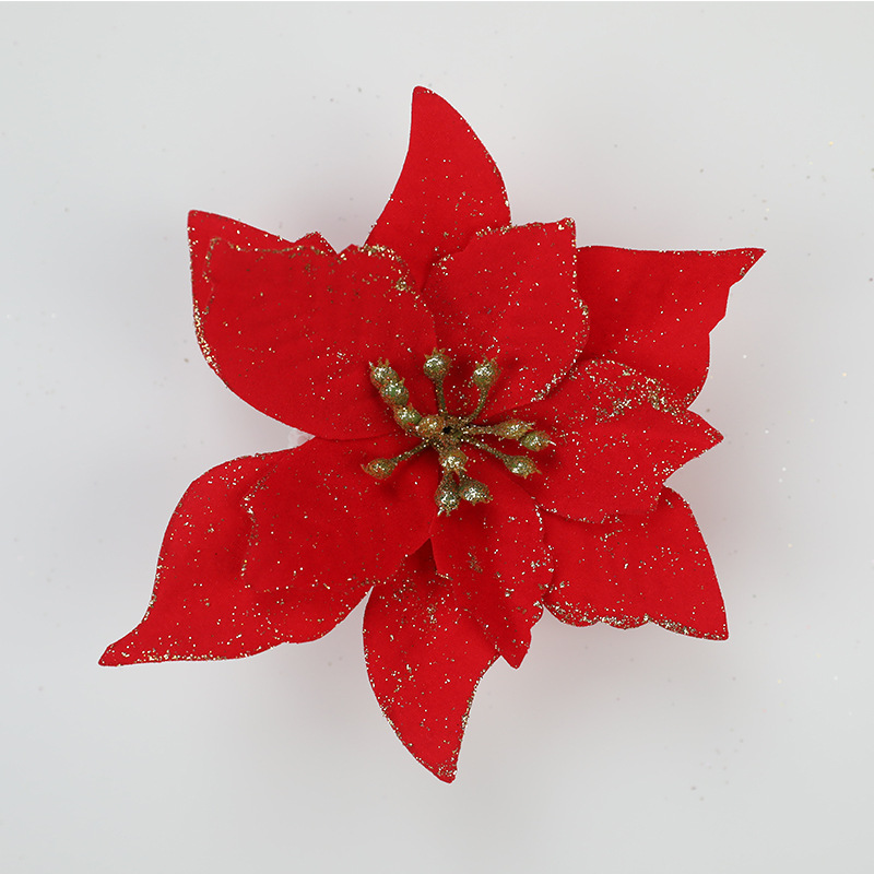 10Pcs 13cm Glitter Artificial Flowers For Christmas Tree Decoration DIY