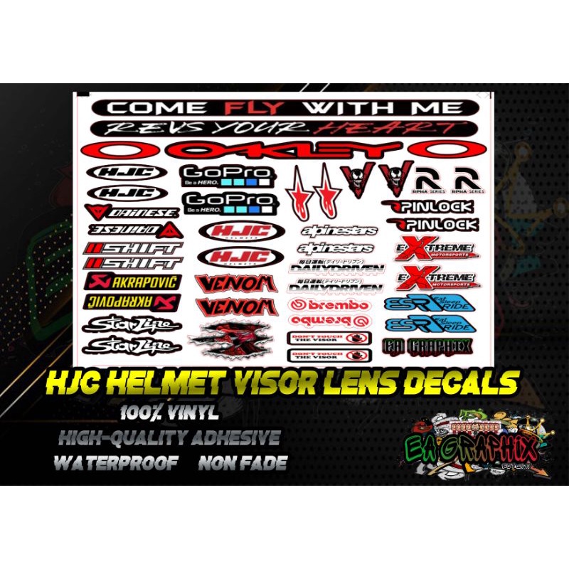 Helmet Lens Visor Sticker Set HJC / 3m / Hologram / Laminated Vinyl