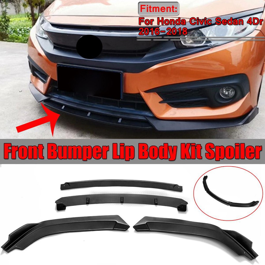 Honda Civic FC Matte Black Car Front Bumper Lip Double Chin Splitter