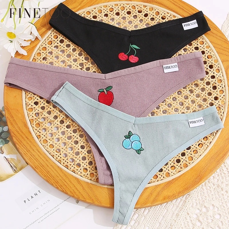Finetoo 3 Pcs/Set Women Cotton Panties Comfortable Underwear