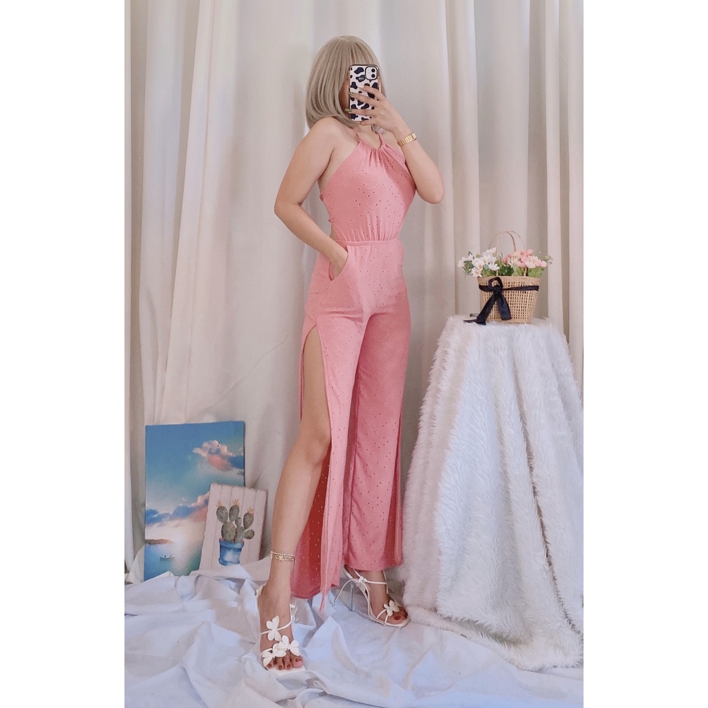 GANEA GEORGIA BACKLESS STRING JUMPSUIT IN EYELET FABRIC | Shopee ...