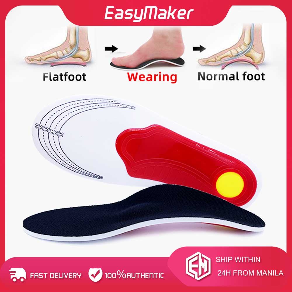 Premium Arch Support Foot Insole Free-Cut Orthotic Shoe Insole Flat ...