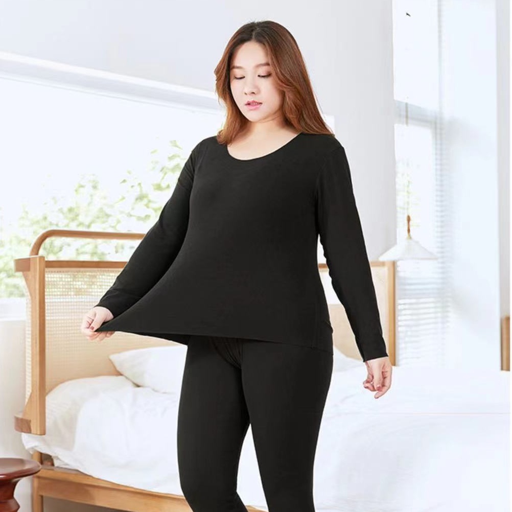 6XL Plus Large Big Size 100kg Thermal Underwear Women Winter Clothes With  Germany Velvet Warm Suit Long Pajamas