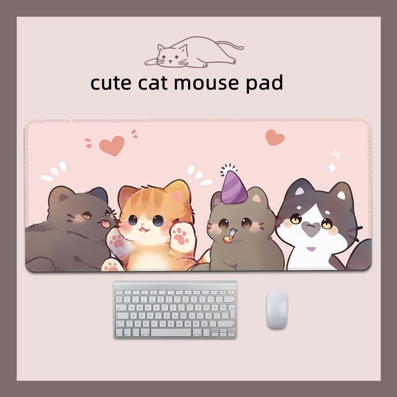 Hand-Painted Cat Cute Mouse Pad Simple Keyboard Computer Game Desk ...