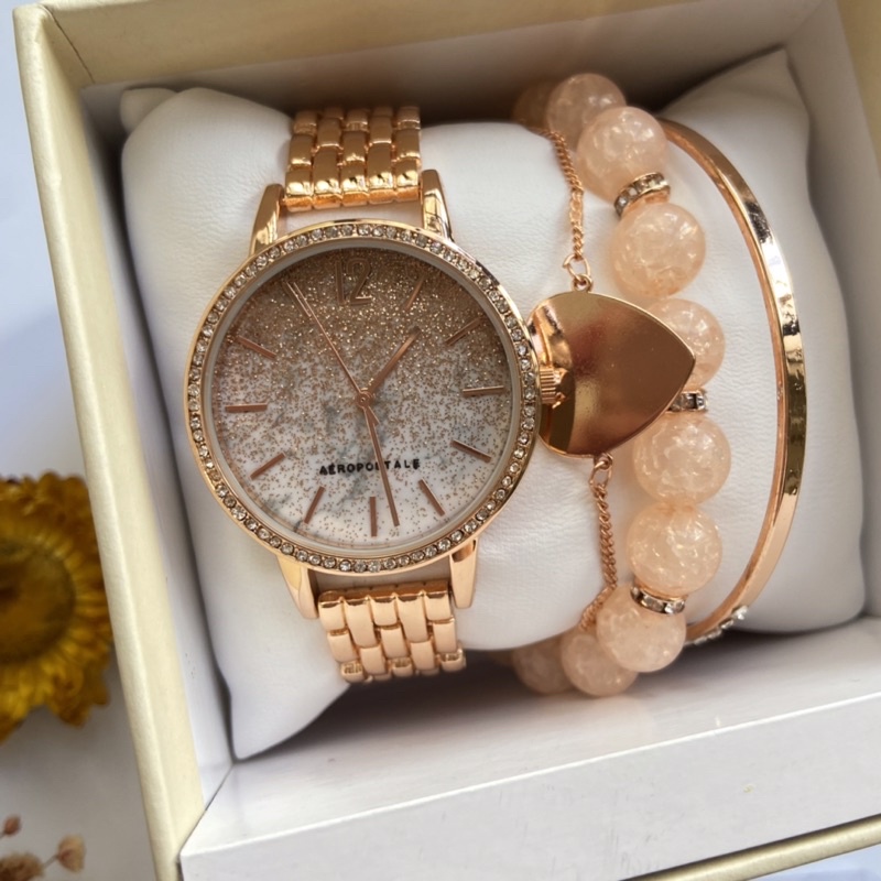 Aeropostale Watch Shimmering Dial Analog With Bracelet Shopee