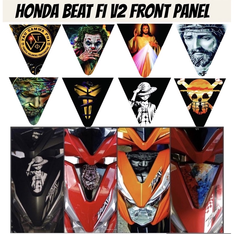 HONDA BEAT fi V2 FRONT PANEL STICKERS PRINTED/LAMINATED | Shopee