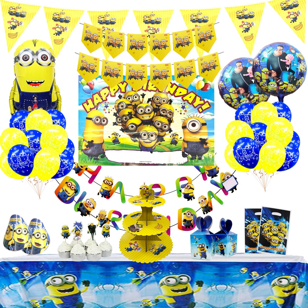 Minions Theme Party Supplies Kids Birthday Event Cartoon Balloons ...