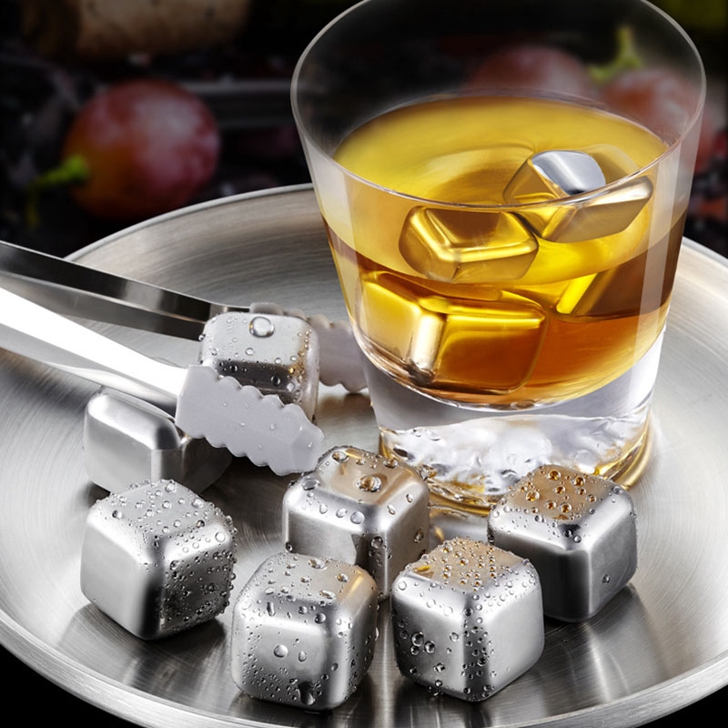 Whiskey Stones Stainless Steel Ice Cubes Reusable Chilling Whiskey ...