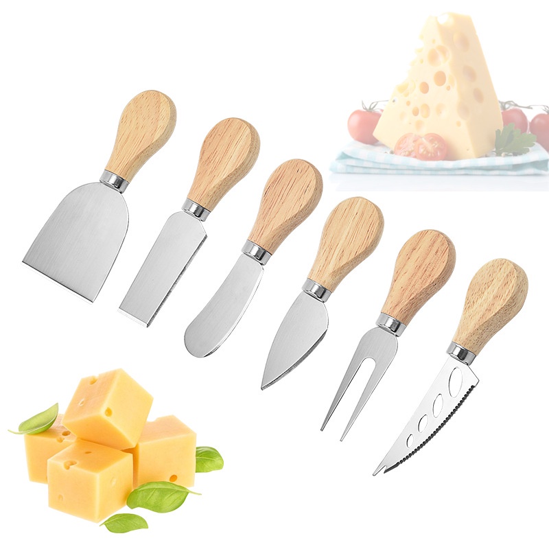 Cheese Knife 6Piece Stainless Steel Cheese Knife Wooden Handle Cheese