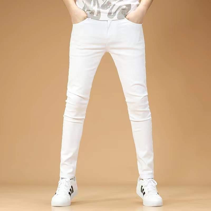 Men's White Stretchable Skinny Jeans | Shopee Philippines