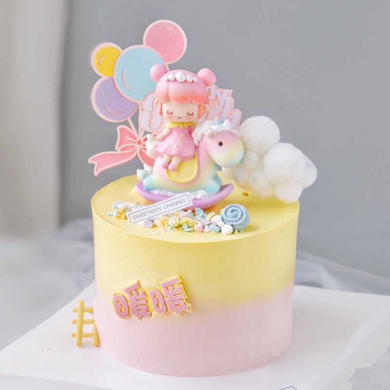 Rocking Unicorn birthday Cake Toppings Couple Prince Princess Birthday ...
